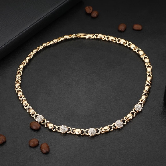 18K GF XOXO NECKLACE BRACELET EARRINGS RING - Picture 5 of 5